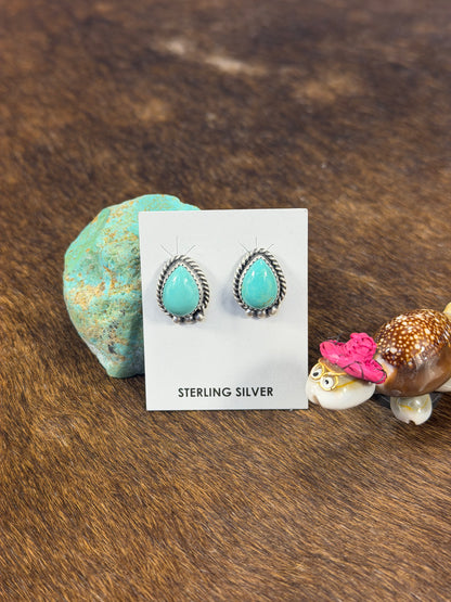 Kingman Turquoise Tear drop Earring
