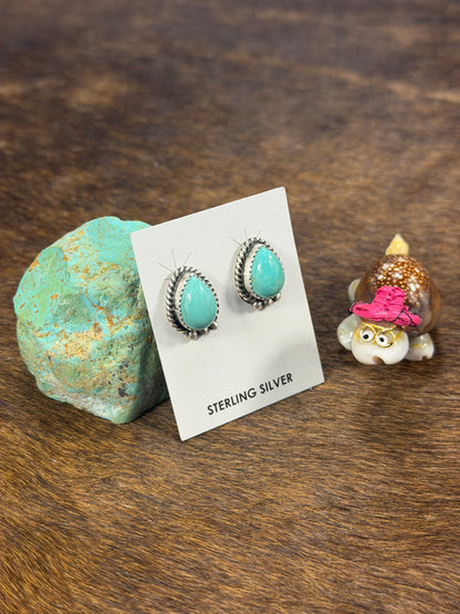 Kingman Turquoise Tear drop Earring
