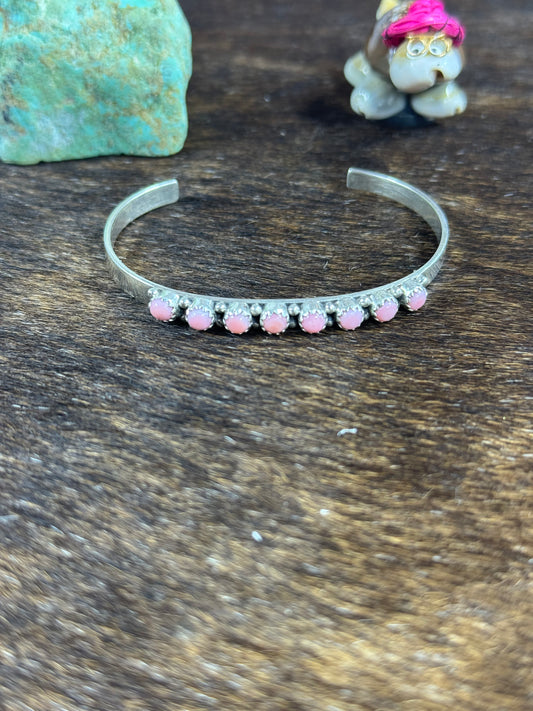 Kingman Turquoise 6 stone row bracelet