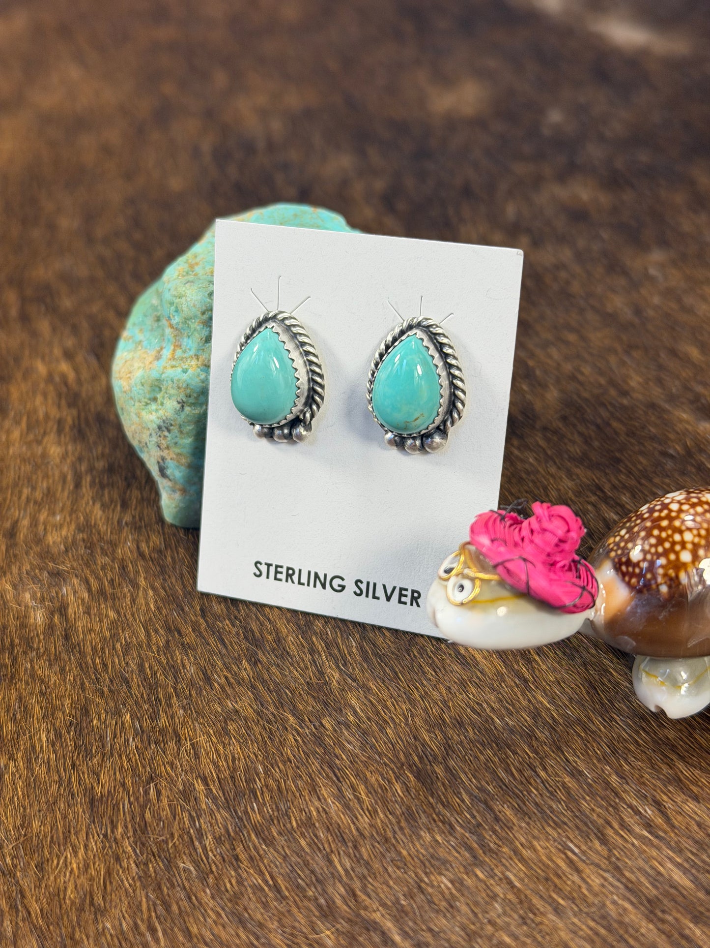 Kingman Turquoise Tear drop Earring