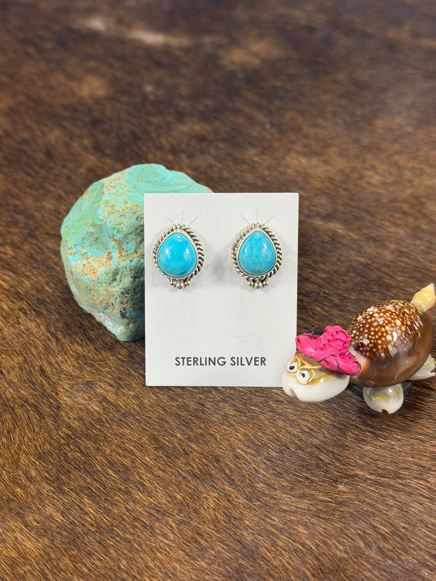 Kingman Turquoise Tear drop Earring
