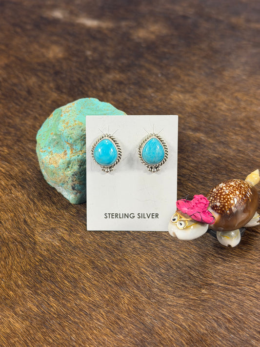 Kingman Turquoise Tear drop Earring
