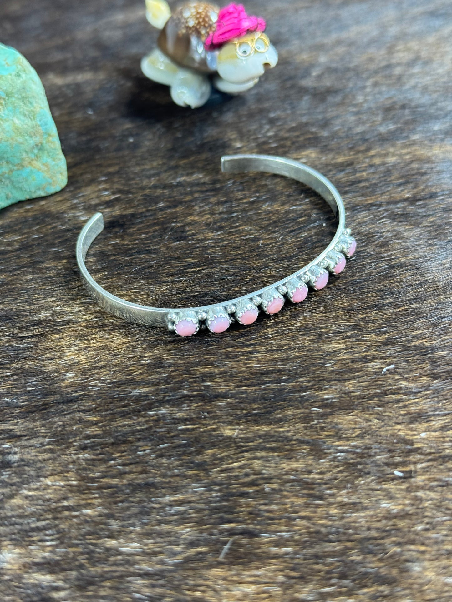 Kingman Turquoise 6 stone row bracelet