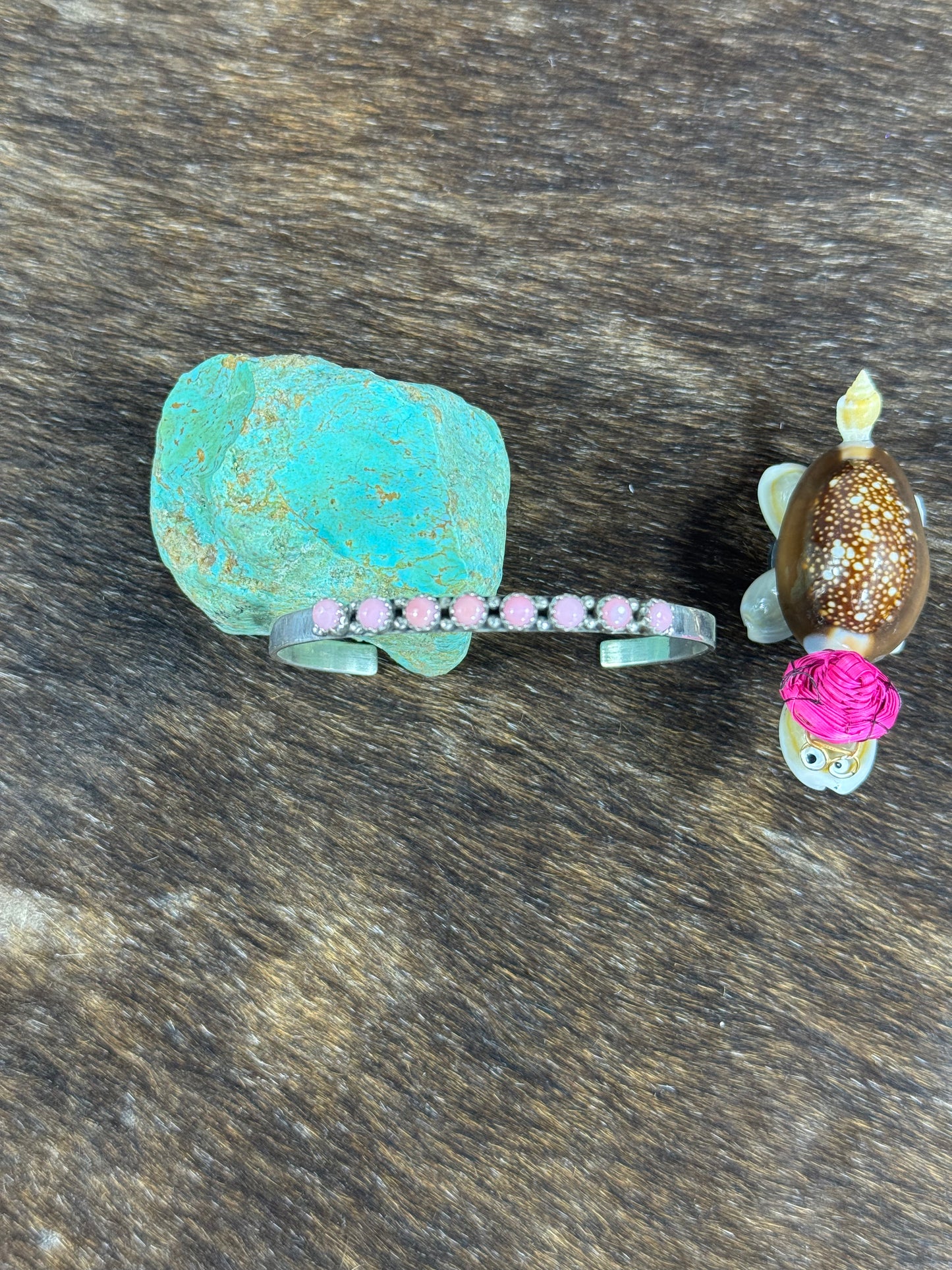 Kingman Turquoise 6 stone row bracelet