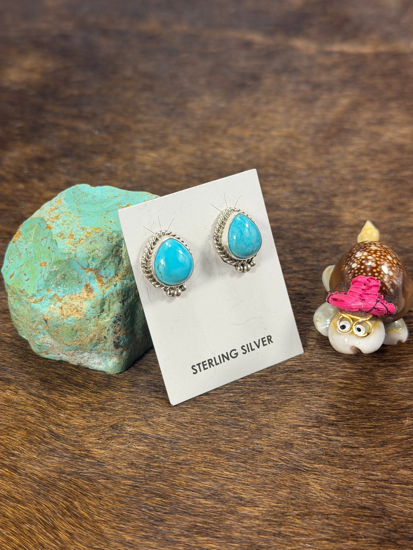 Kingman Turquoise Tear drop Earring