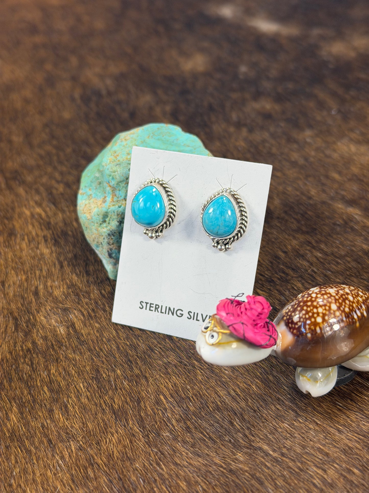 Kingman Turquoise Tear drop Earring