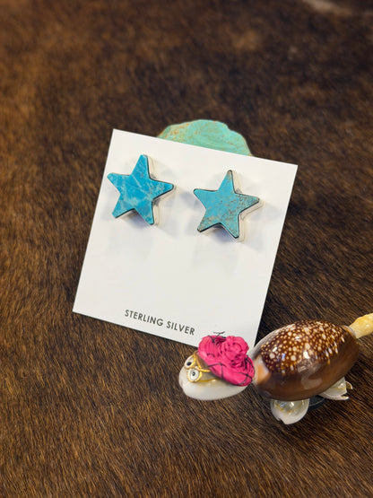 Kingman Turquoise Star Earrings