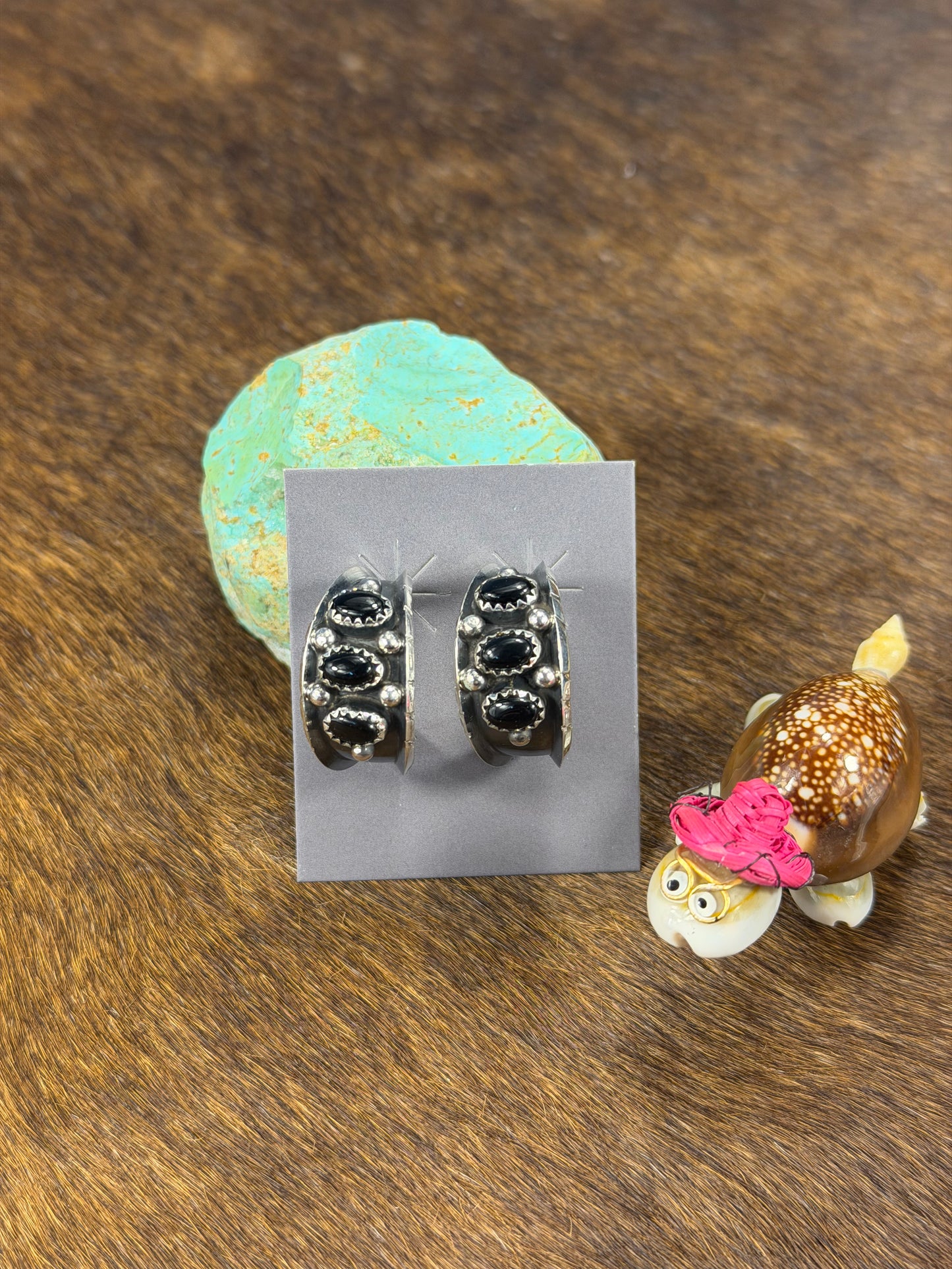 Black Onyx Hoop Earring