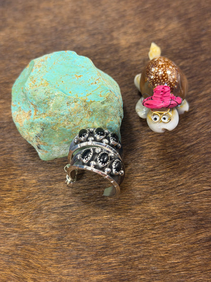 Black Onyx Hoop Earring