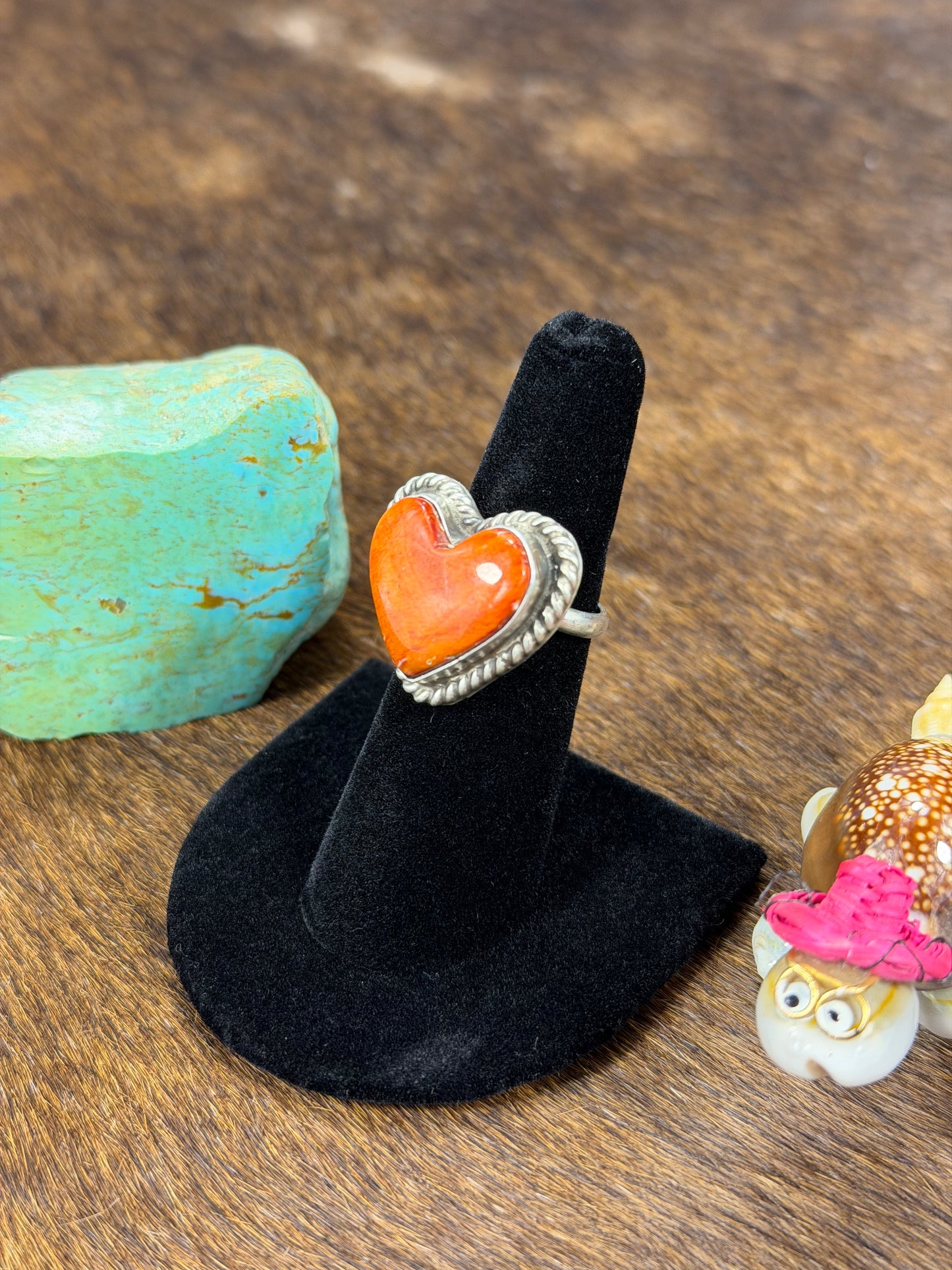 Orange Spiny Heart Ring