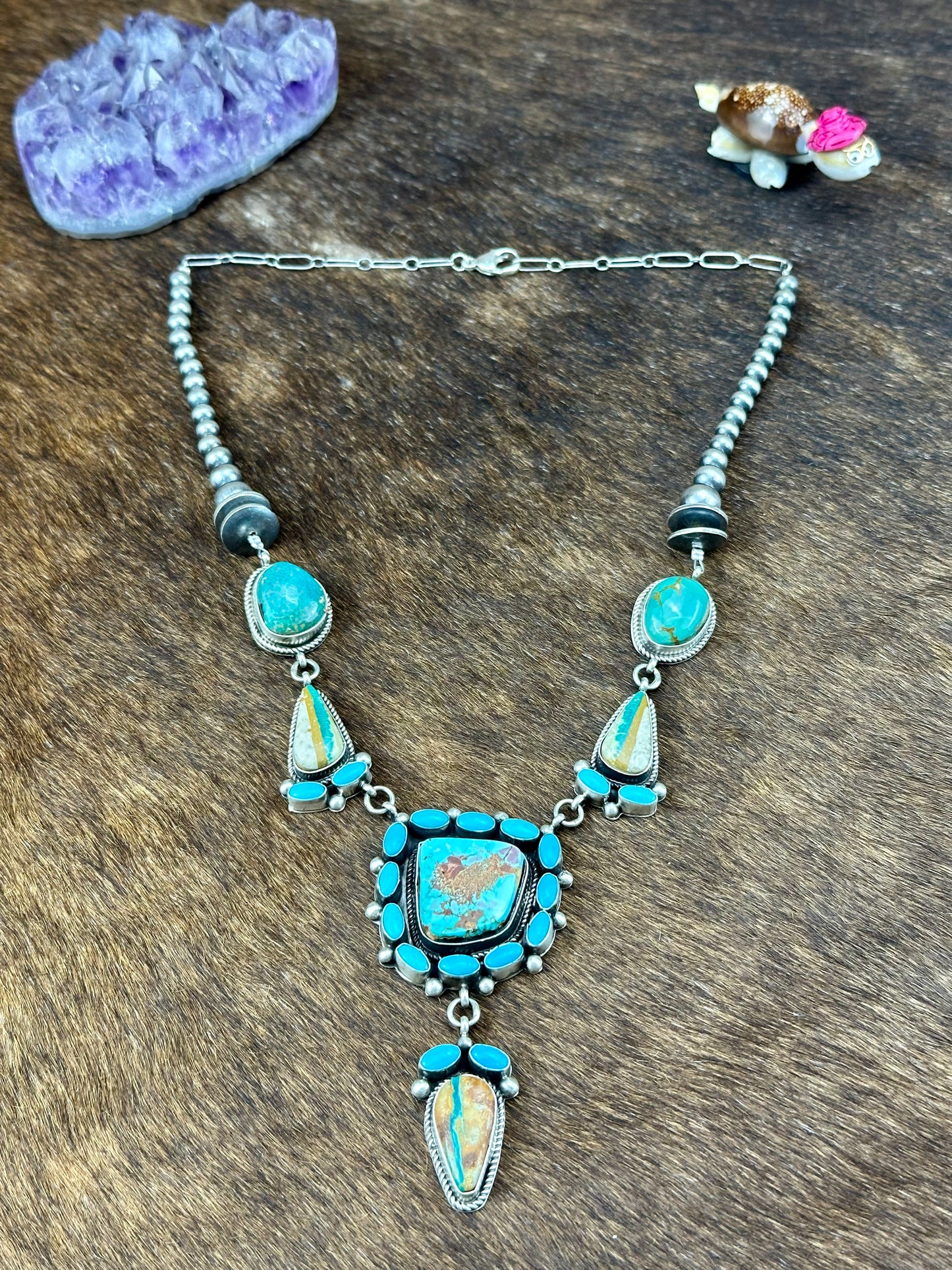 Royston Ribbon and Kingman Turquoise Sterling Silver Necklace