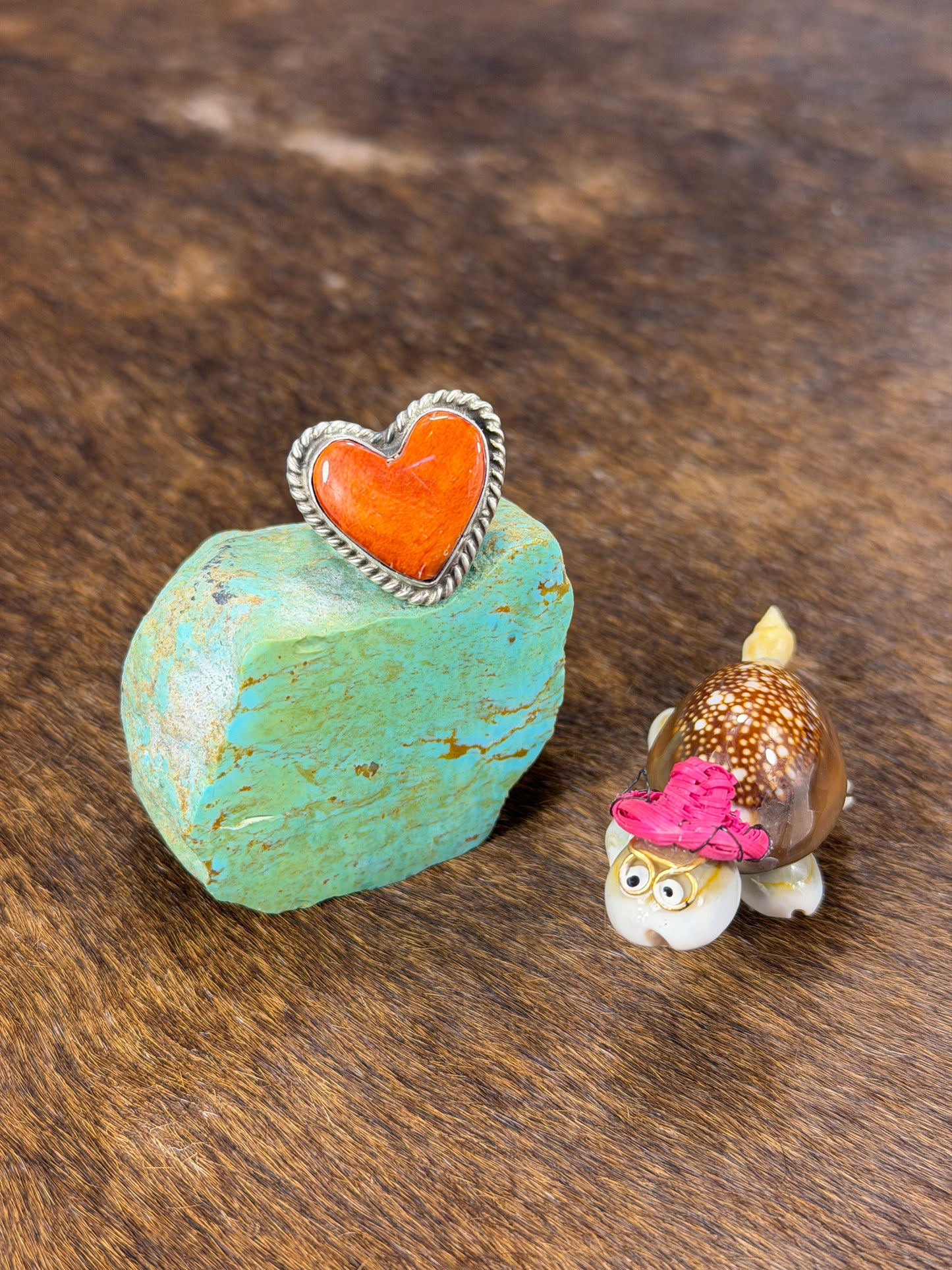Orange Spiny Heart Ring