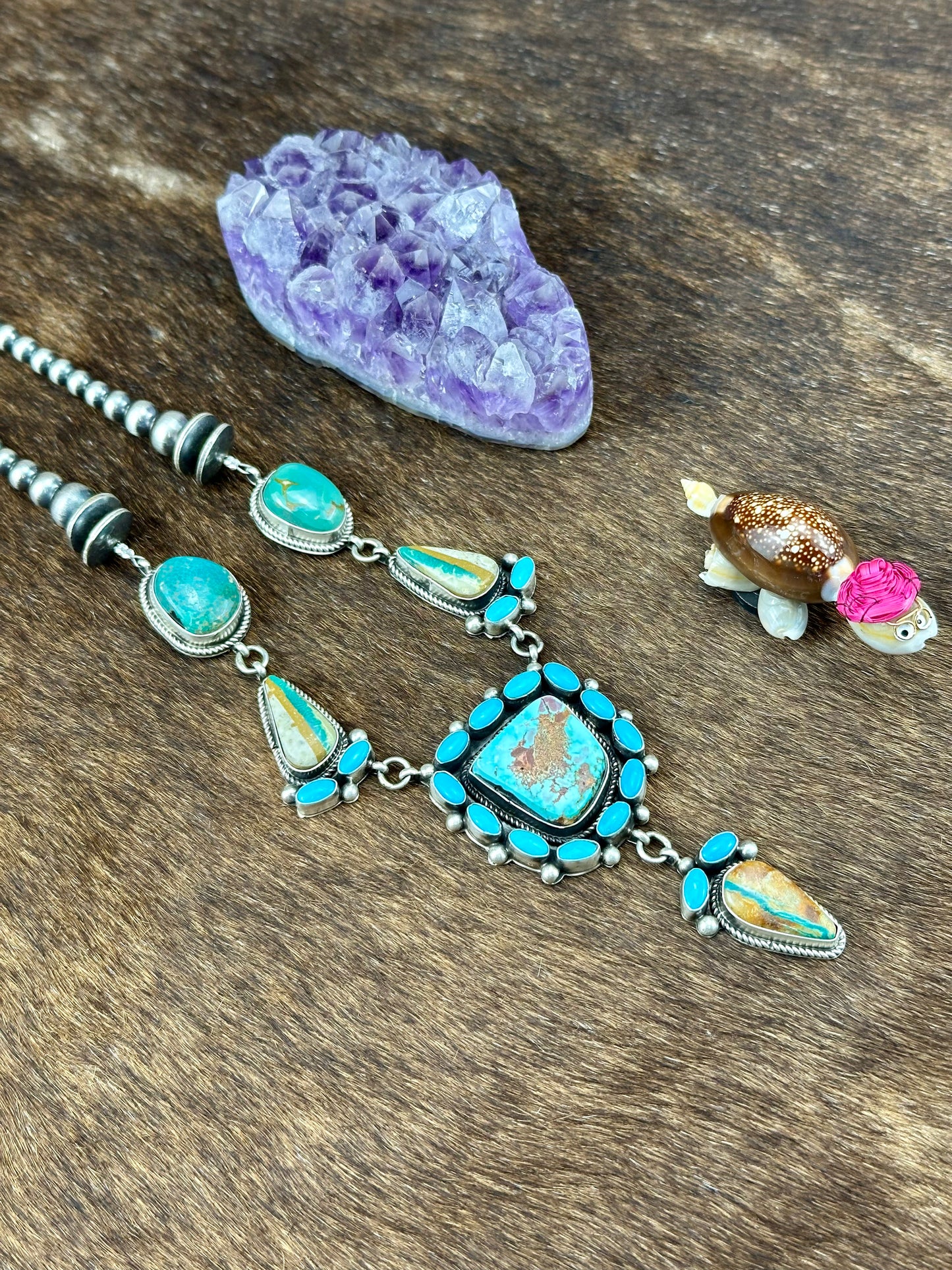 Royston Ribbon and Kingman Turquoise Sterling Silver Necklace