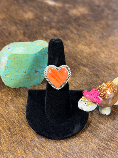 Orange Spiny Heart Ring