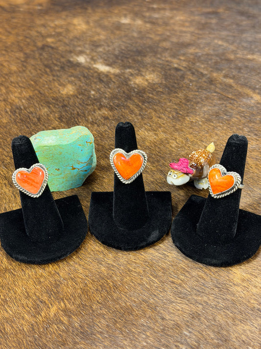 Orange Spiny Heart Ring