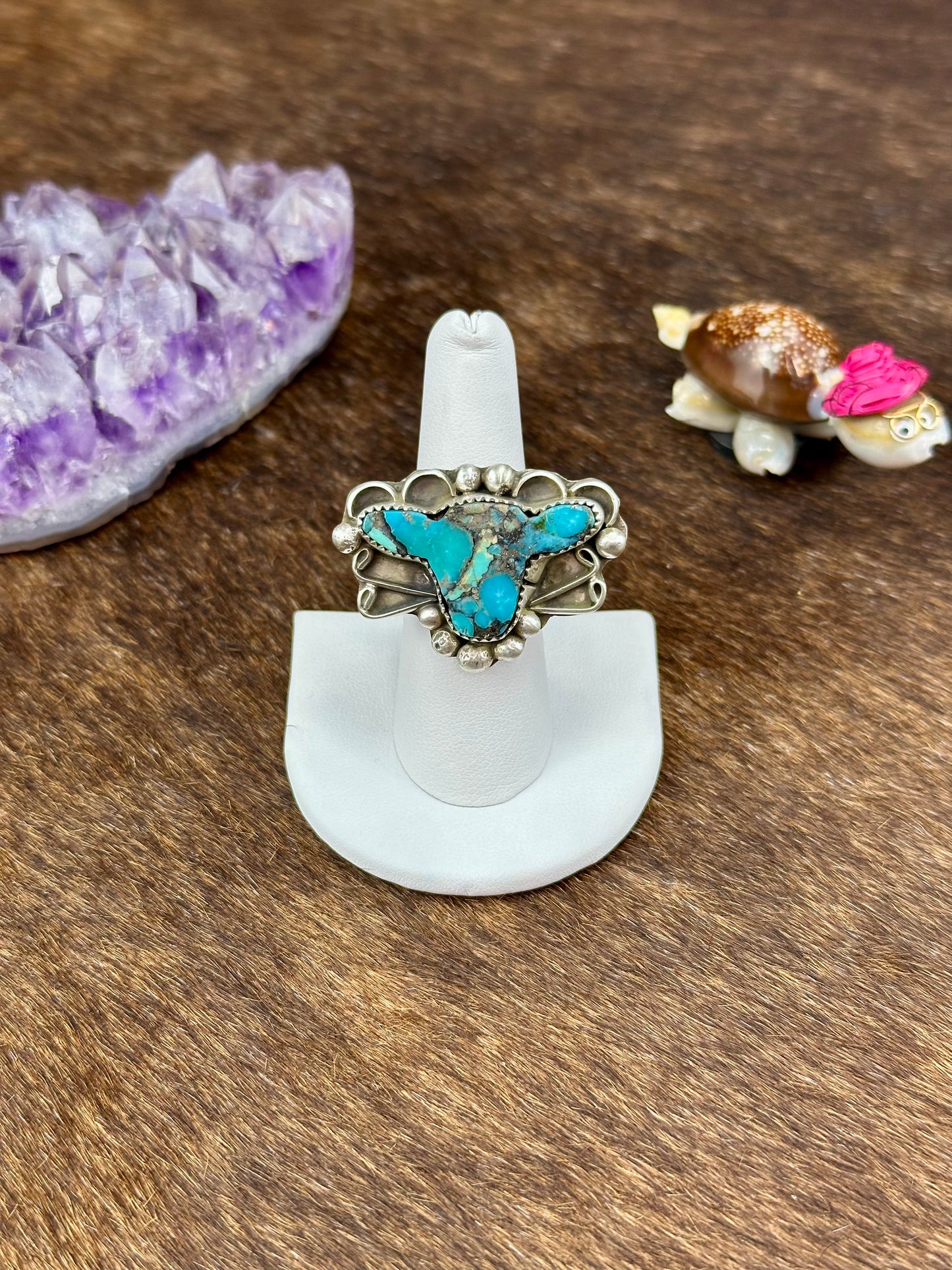 Turquoise Sterling Silver Cow Ring