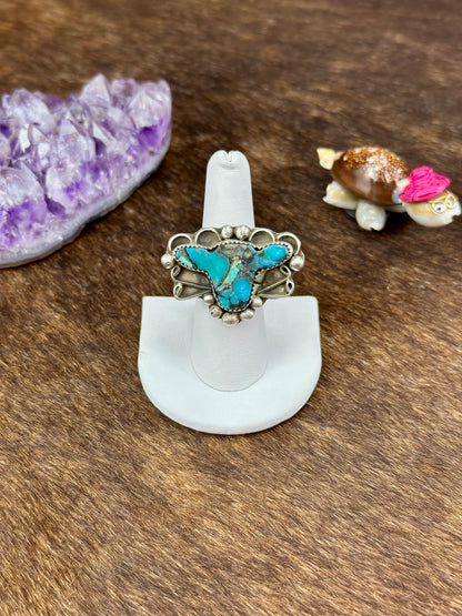 Turquoise Sterling Silver Cow Ring