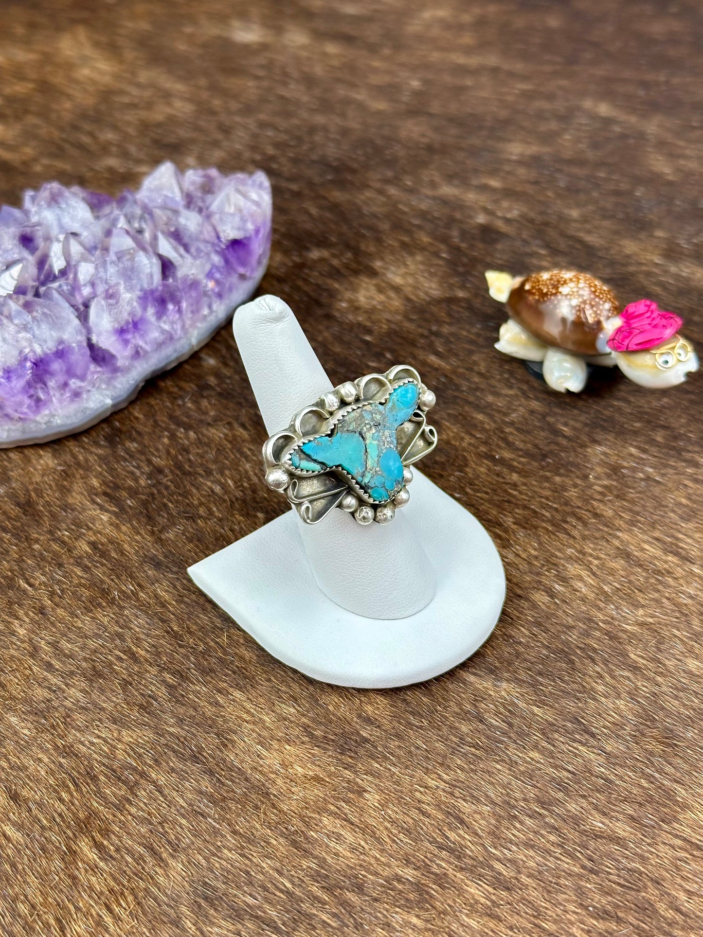 Turquoise Sterling Silver Cow Ring