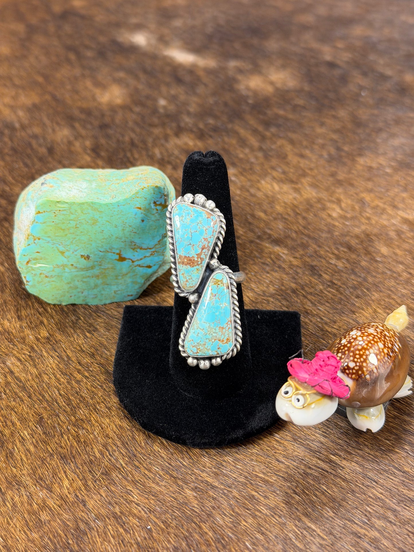 2 Stone Kingman Turquoise Ring