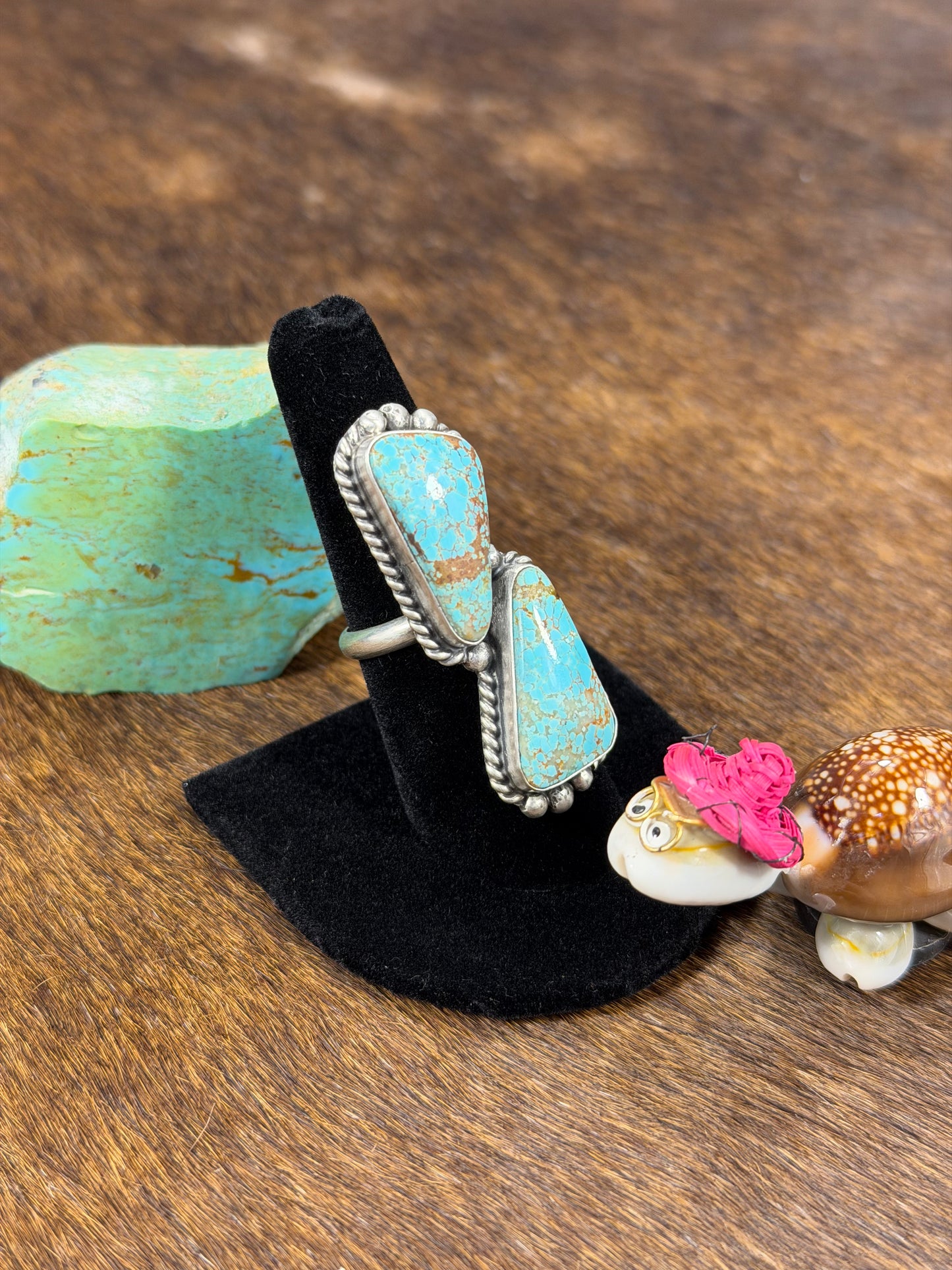 2 Stone Kingman Turquoise Ring