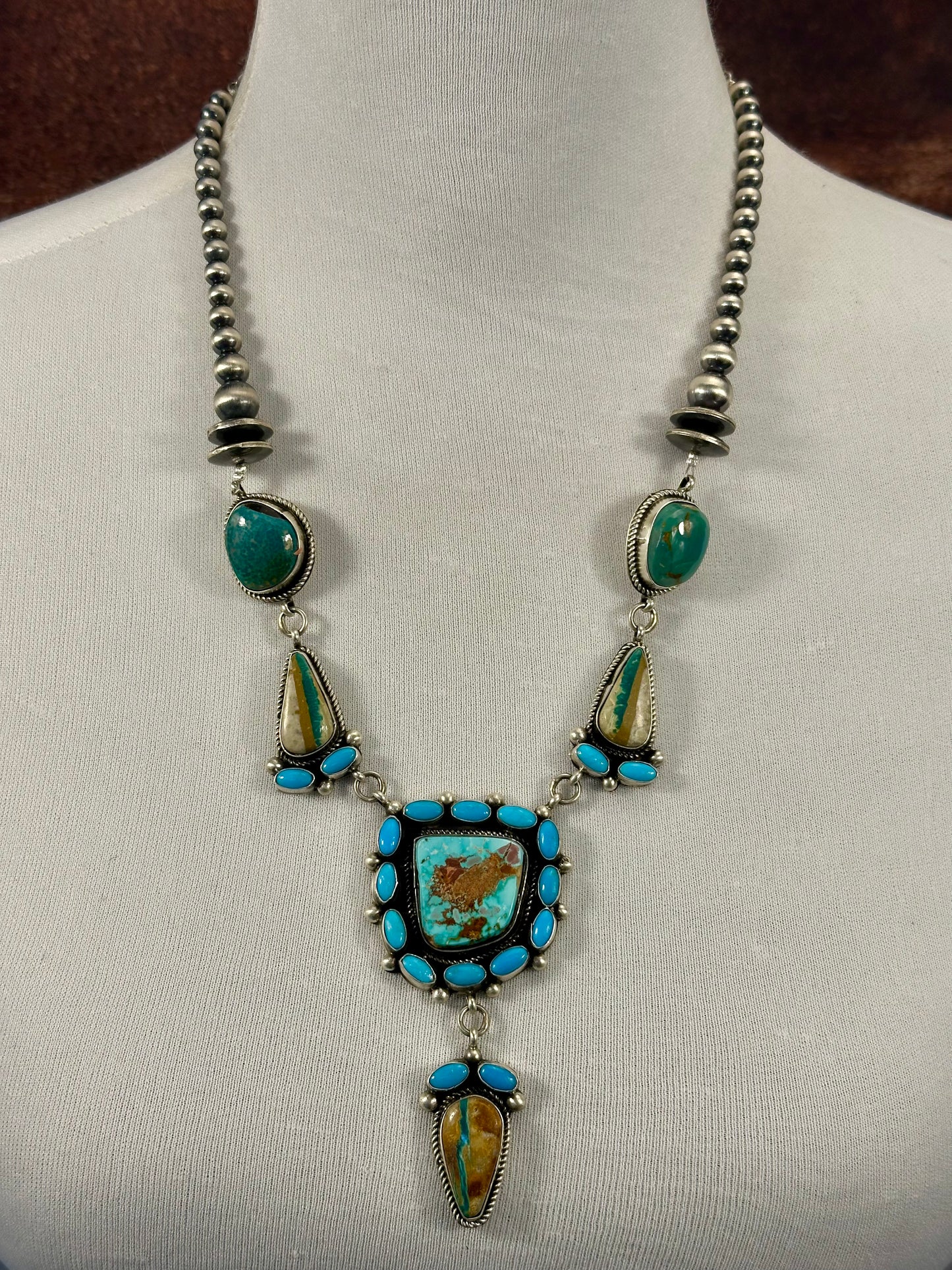Royston Ribbon and Kingman Turquoise Sterling Silver Necklace