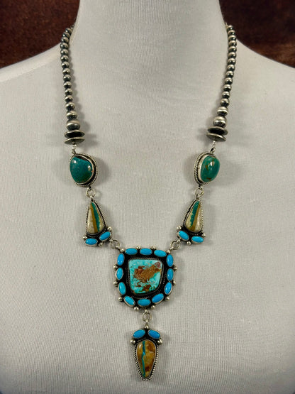 Royston Ribbon and Kingman Turquoise Sterling Silver Necklace