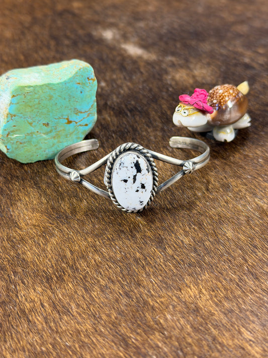 Single Stone White Buffalo Cuff