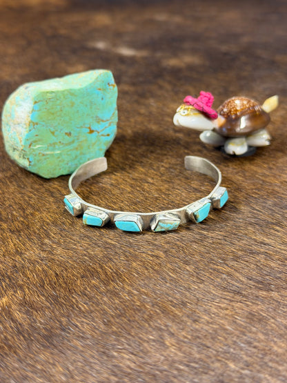 6 Stone Kingman Turquoise Bracelet