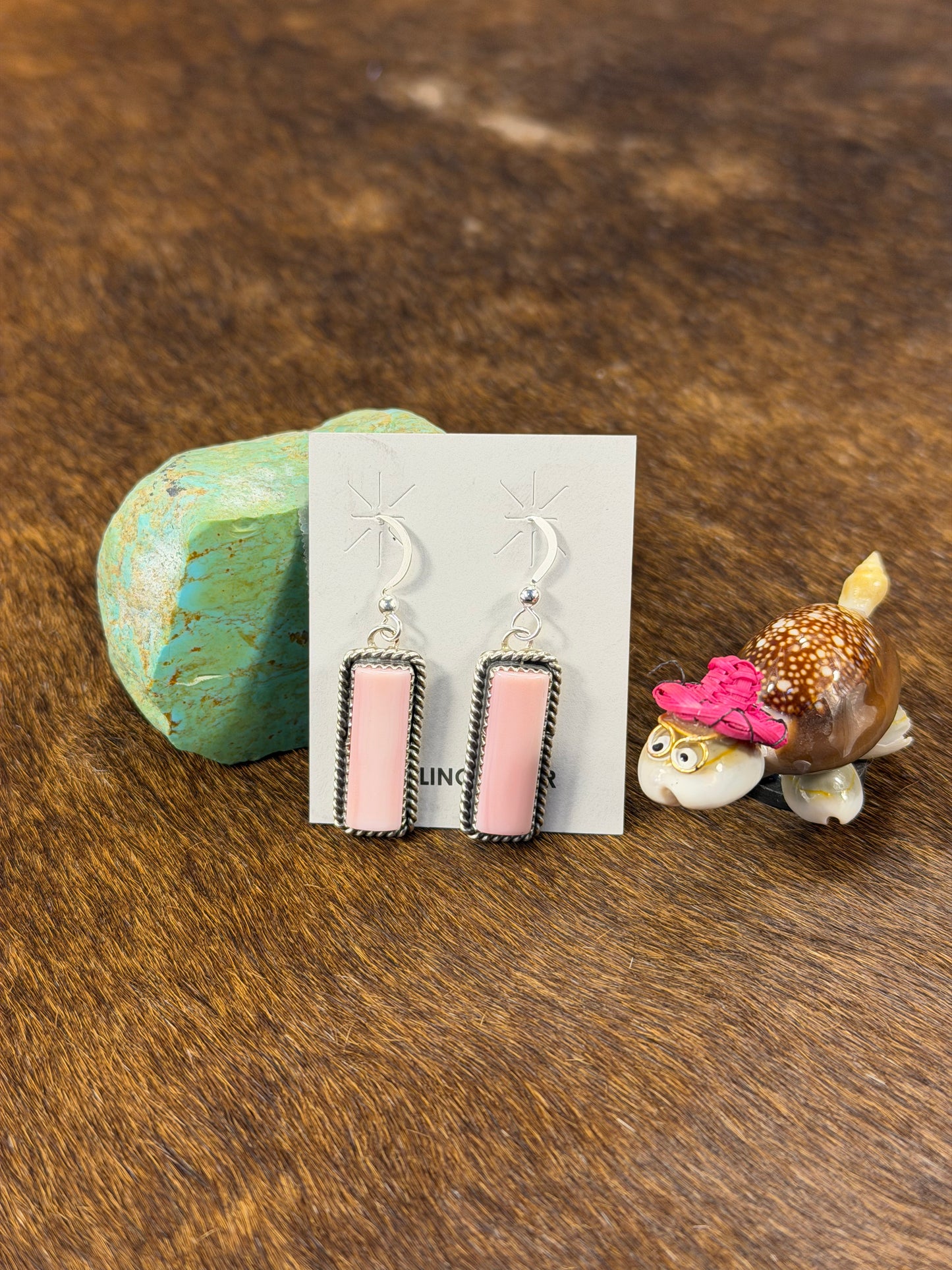 Pink Conch Bar dangle Earrings