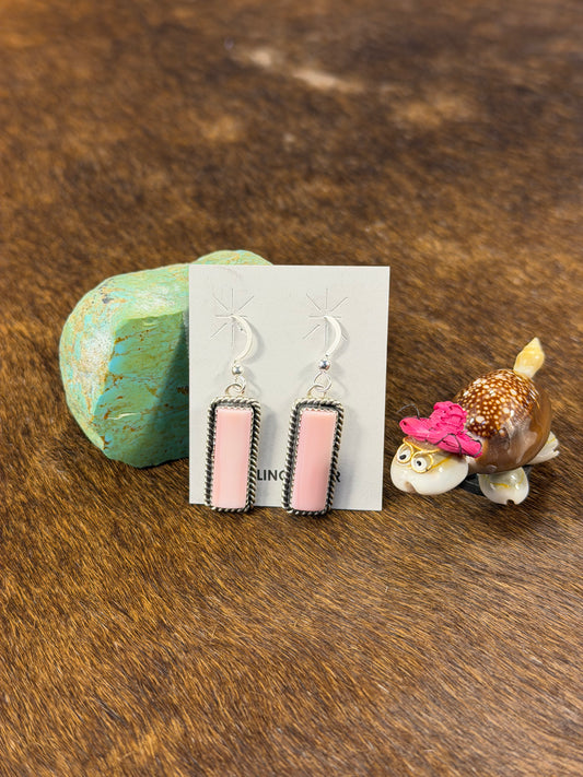 Pink Conch Bar dangle Earrings