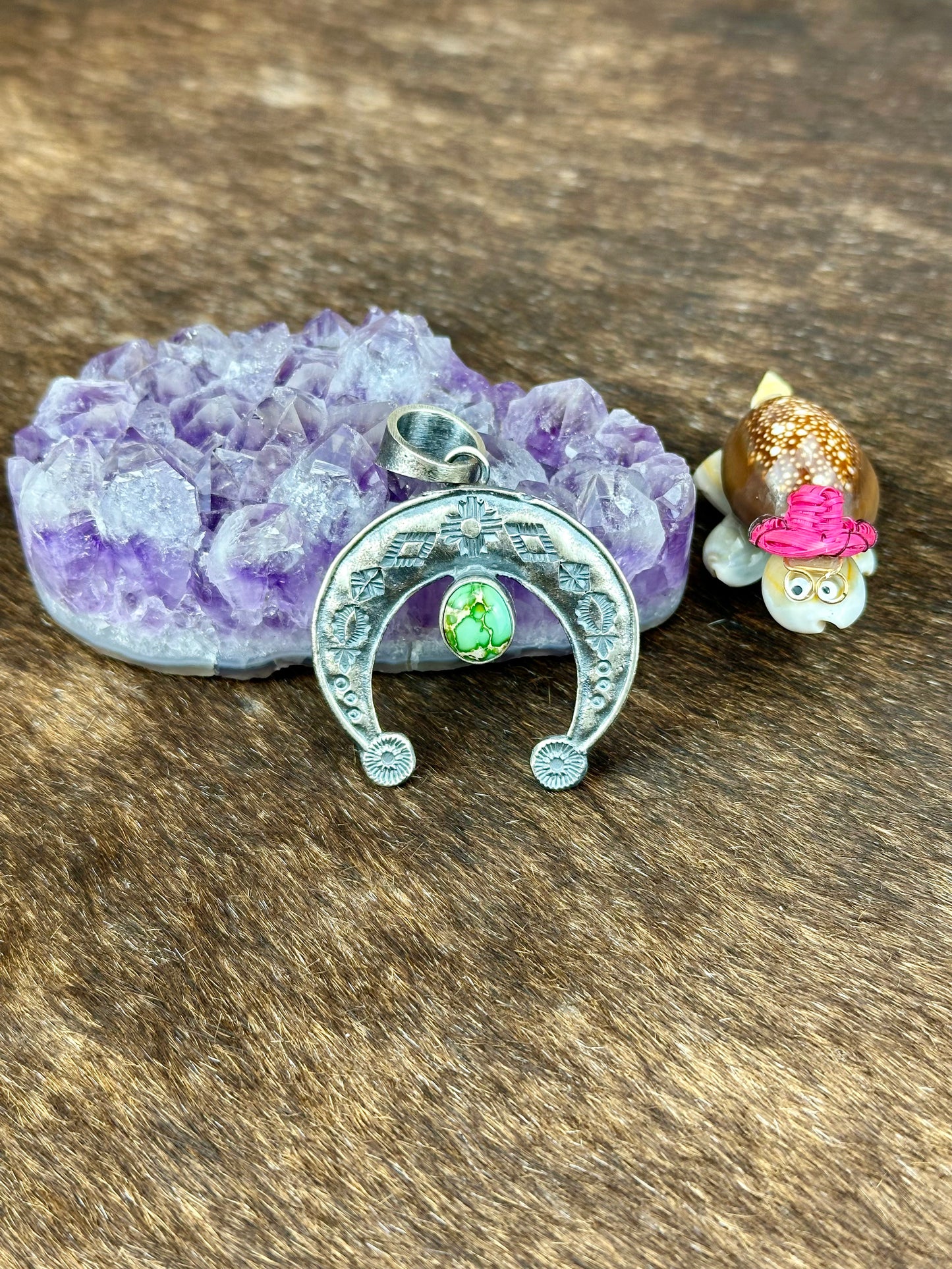 Sonoran Gold Turquoise Sterling Silver Crescent Pendant