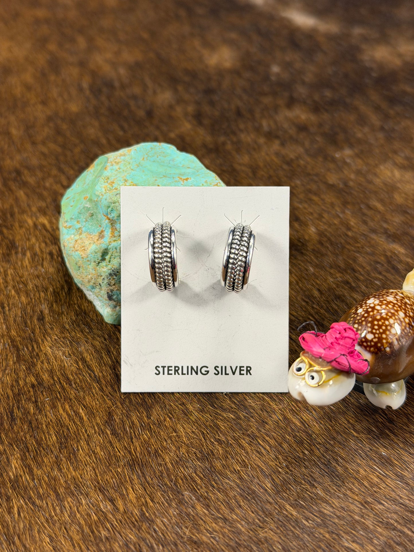 Sterling Hoop Earrings (Line stamp)
