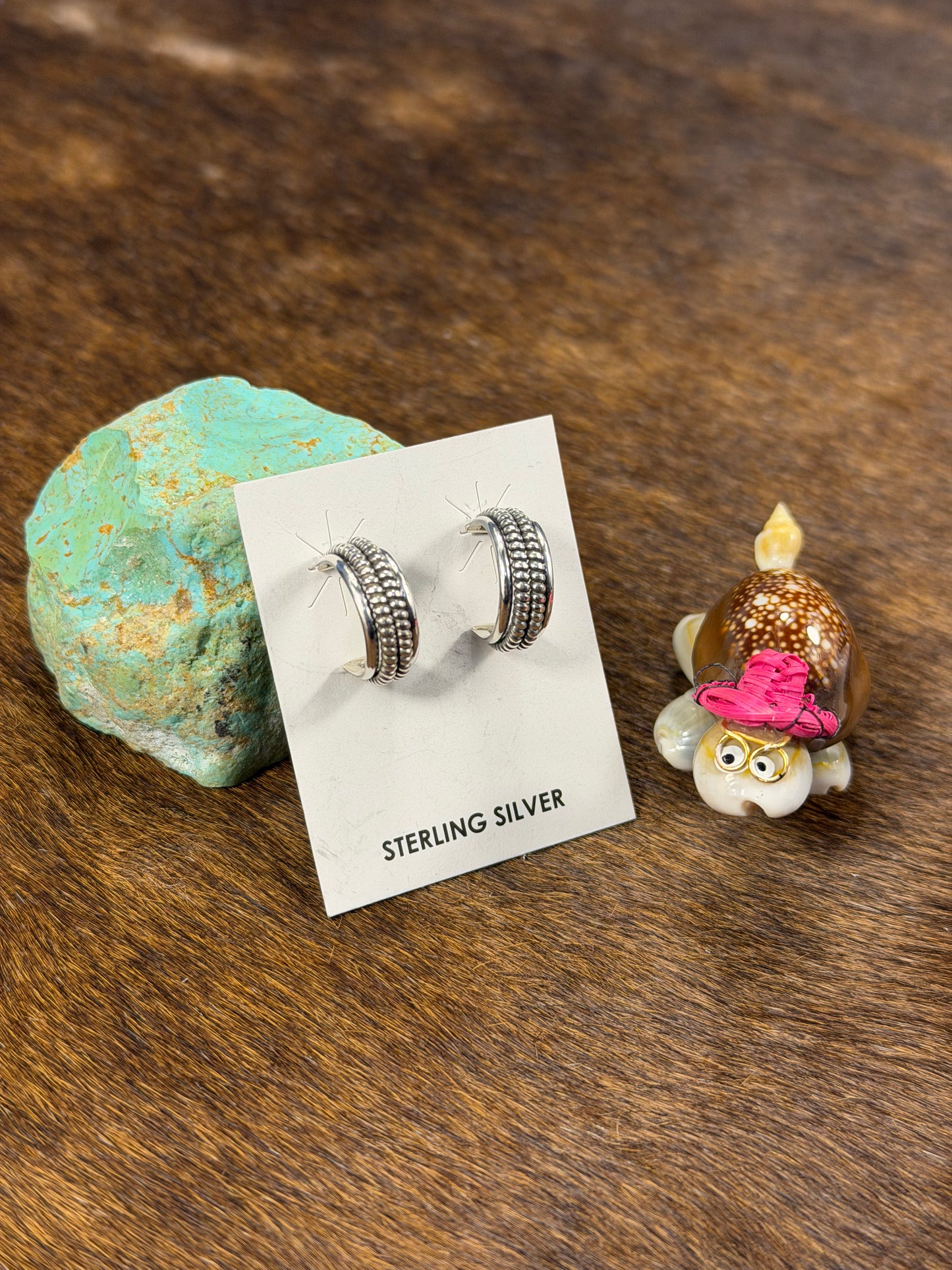 Sterling Hoop Earrings (Line stamp)