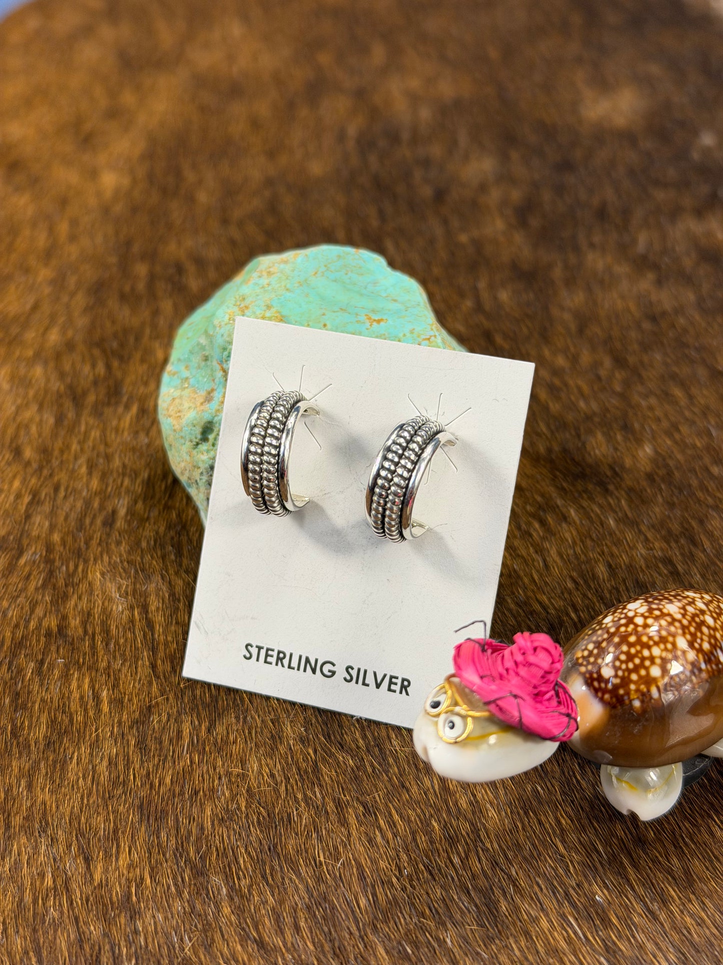 Sterling Hoop Earrings (Line stamp)