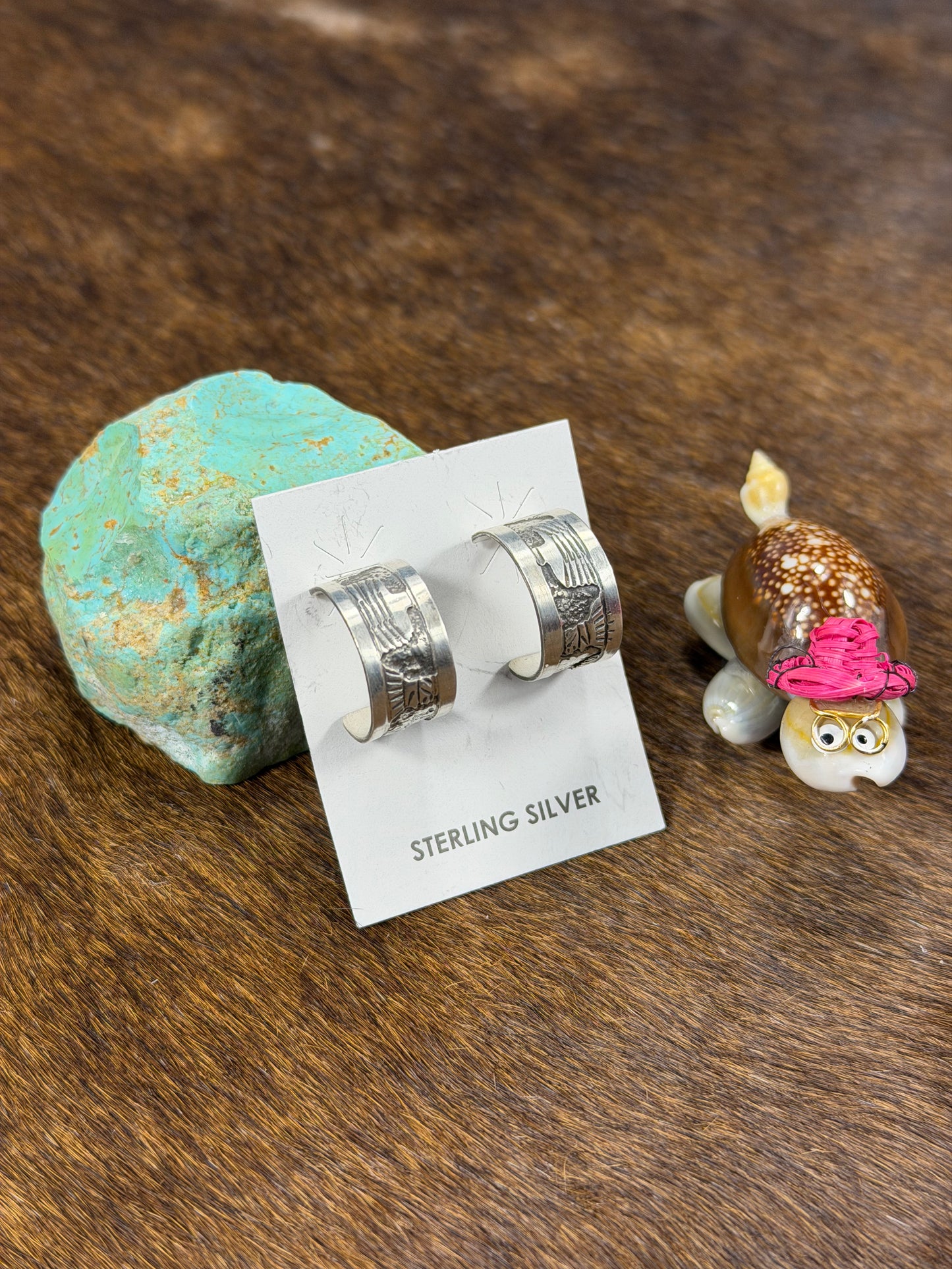 Sterling Silver Stamped Hoop Earring