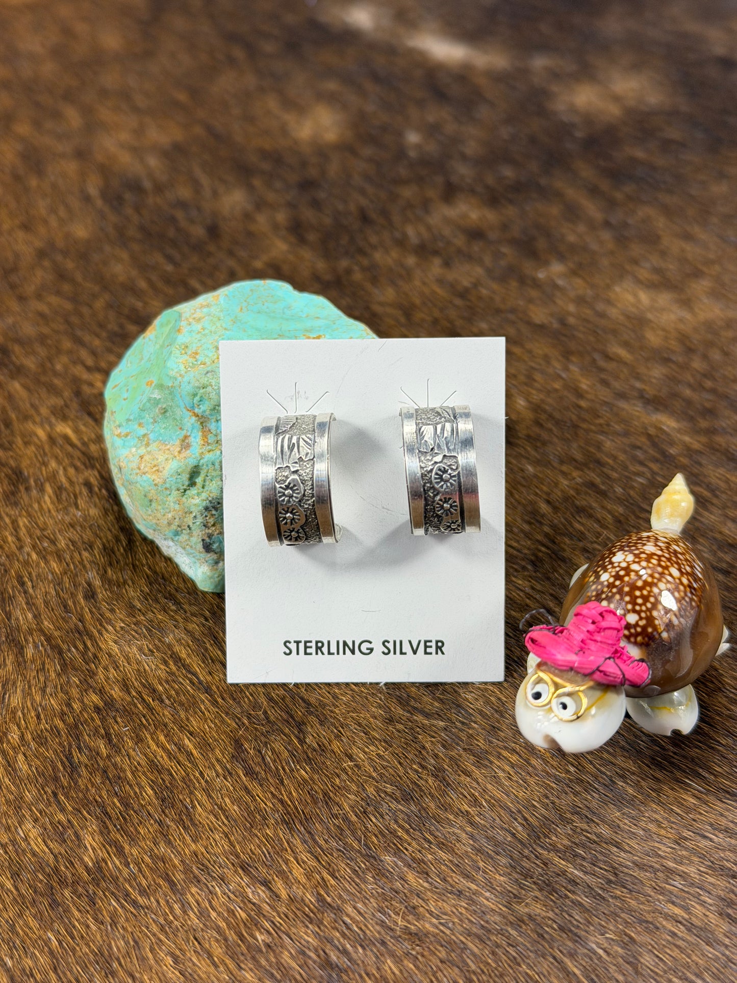 Sterling Silver Stamped Hoop Earring