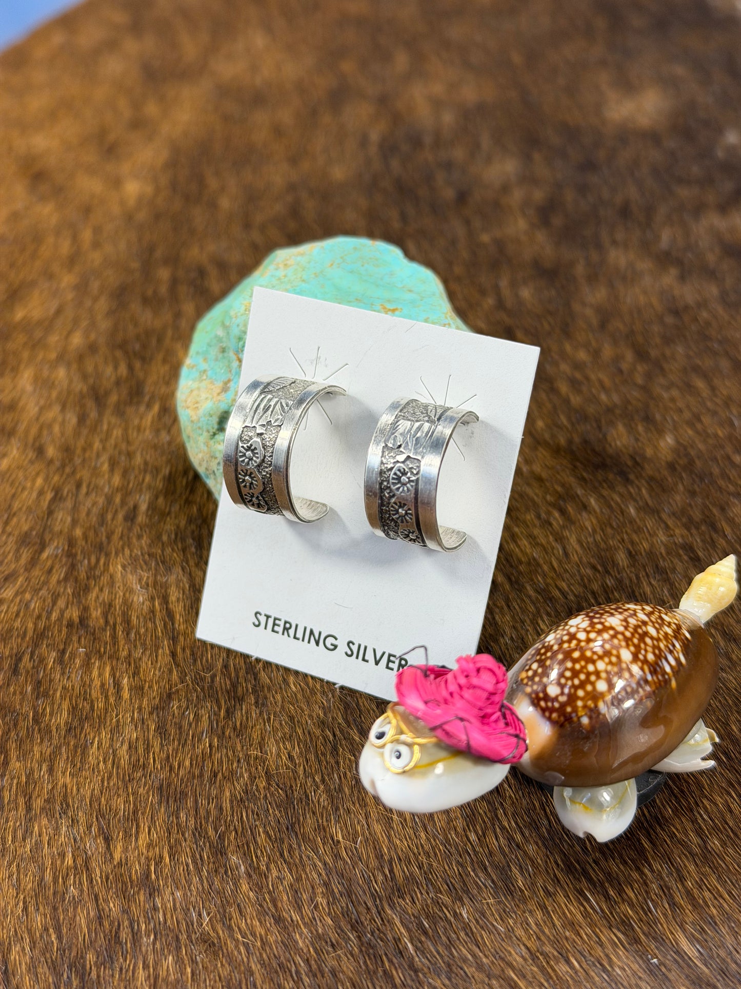 Sterling Silver Stamped Hoop Earring