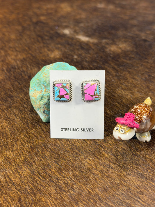 Cotton Candy Square Earring