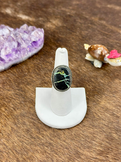 Blackjack Turquoise Sterling Silver Oval Ring