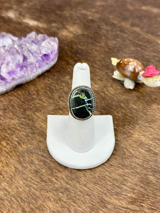 Blackjack Turquoise Sterling Silver Oval Ring