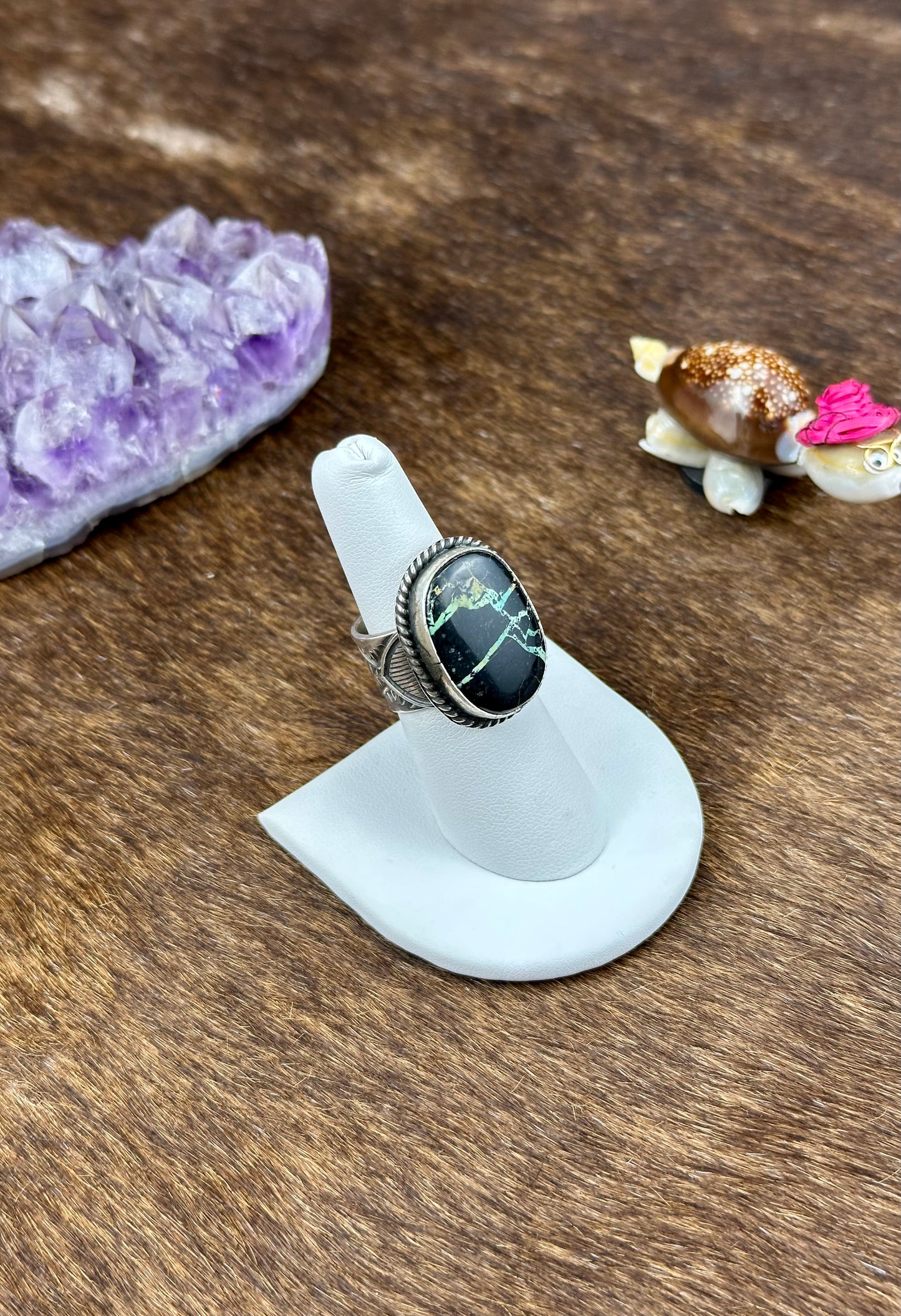 Blackjack Turquoise Sterling Silver Oval Ring