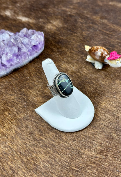 Blackjack Turquoise Sterling Silver Oval Ring
