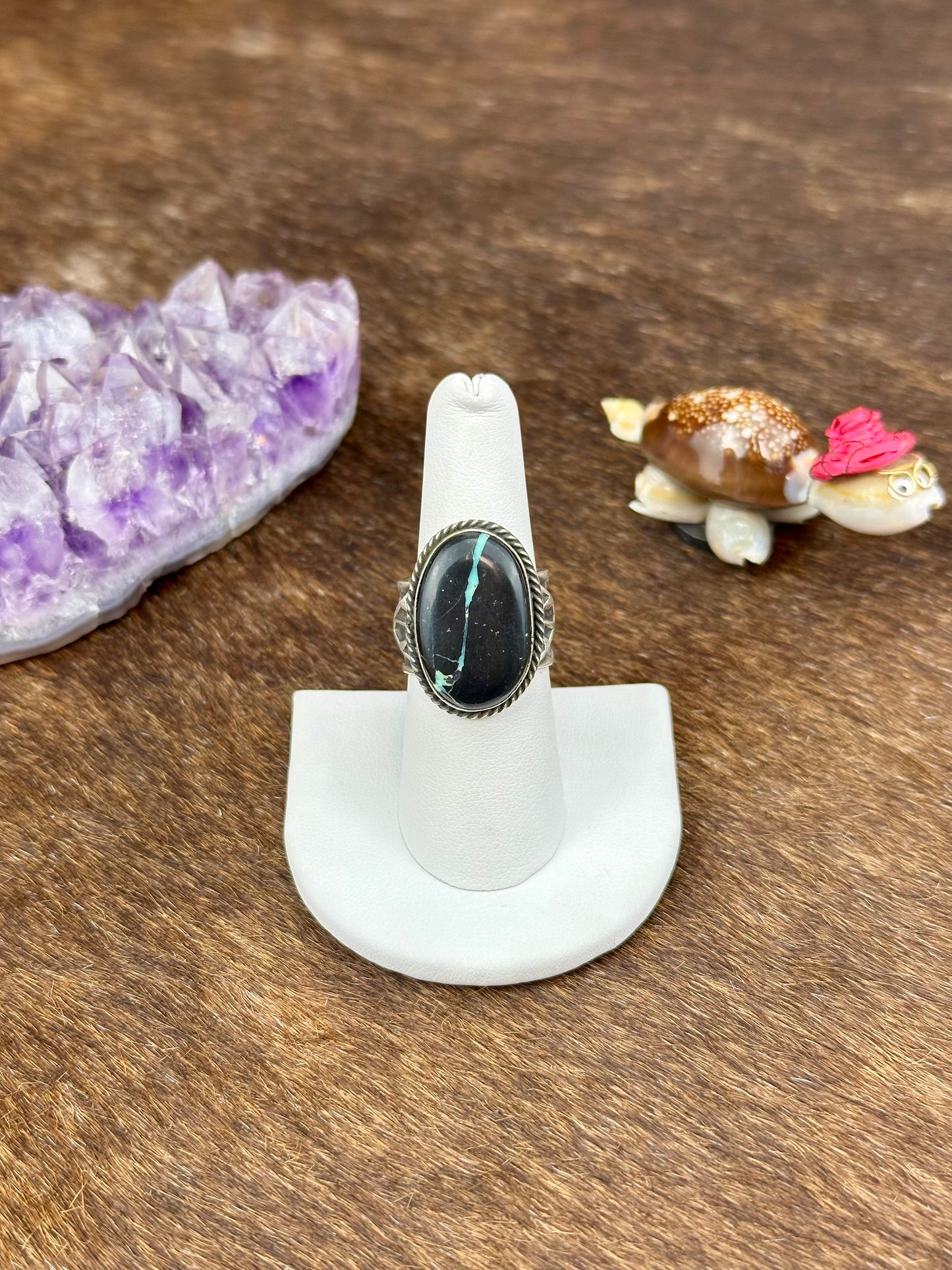 Blackjack Turquoise Sterling Silver Oval Ring