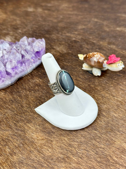 Blackjack Turquoise Sterling Silver Oval Ring