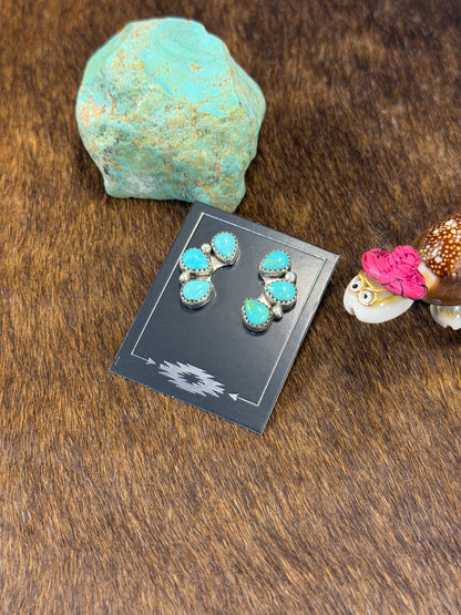 Kingman Turquoise Half Cluster Earring