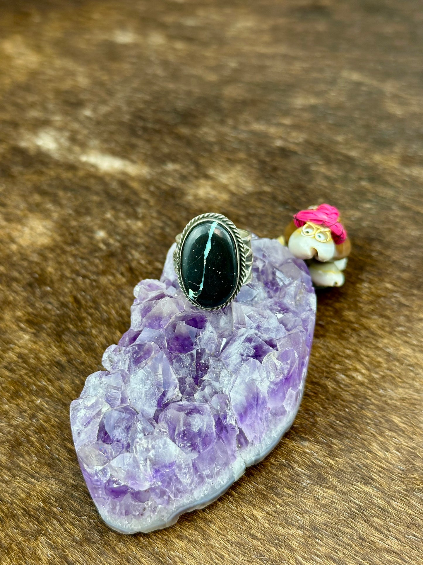 Blackjack Turquoise Sterling Silver Oval Ring