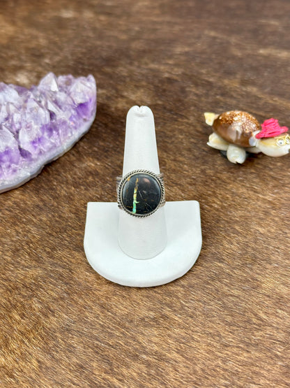 Blackjack Turquoise Sterling Silver Round Ring
