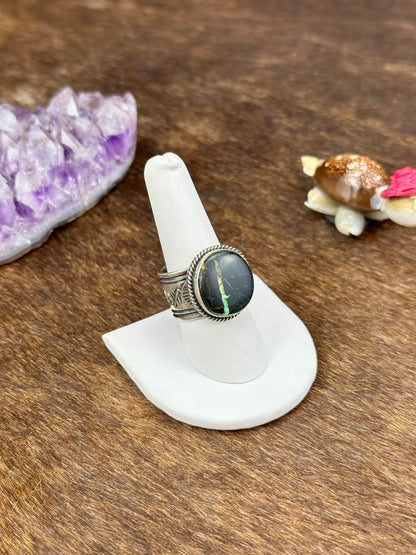 Blackjack Turquoise Sterling Silver Round Ring