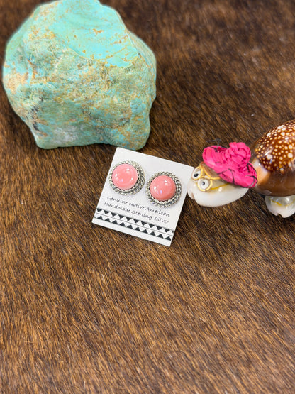Pink Conch Stud Earrings