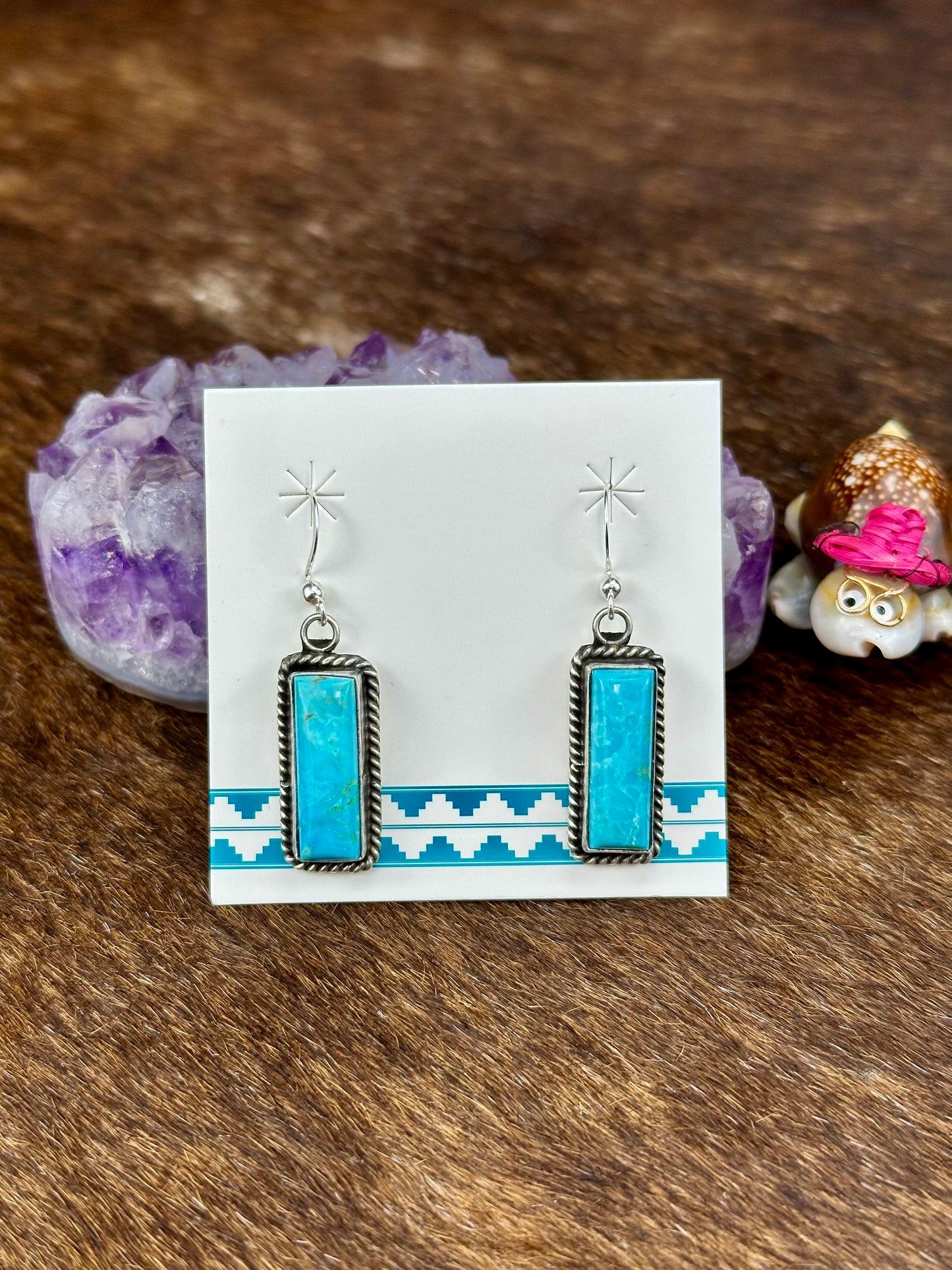 Kingman Turquoise Sterling Silver Dangle Earrings